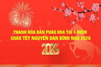 Thanh Hóa bắn pháo hoa tại 4 điểm chào Tết Nguyên đán Bính Ngọ 2026